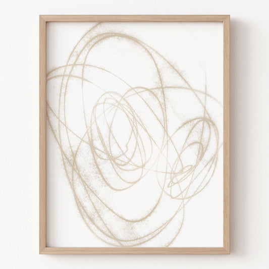 Framed abstract art with wavy lines on a white background