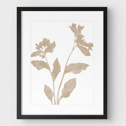 Beige Flower Silhouette II Print