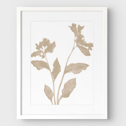 Beige Flower Silhouette II Print