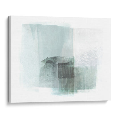 Aqua Blue and Grey Horizontal Minimalist Abstract Painting Print