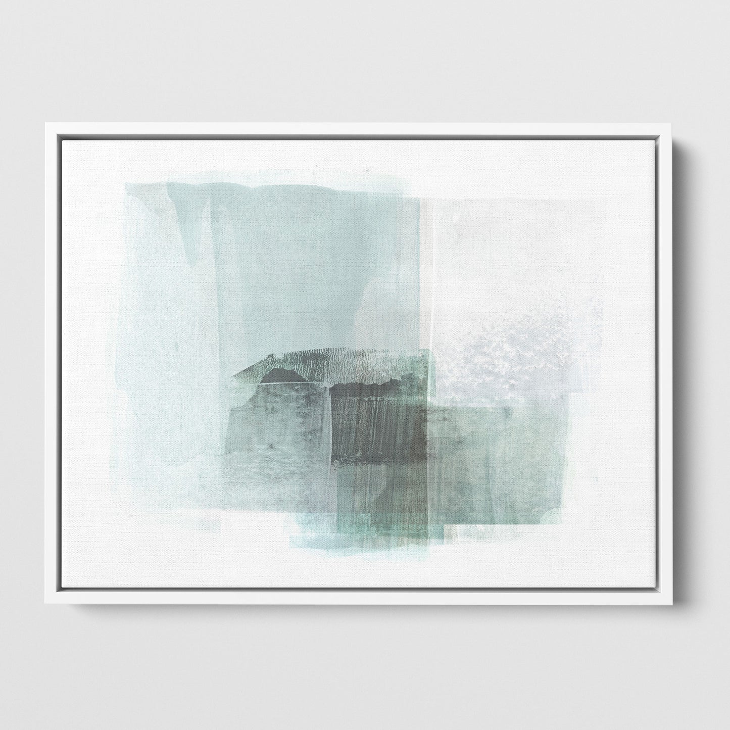 Aqua Blue and Grey Horizontal Minimalist Abstract Painting Print