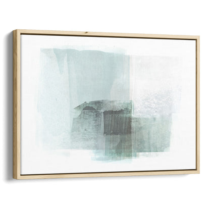 Aqua Blue and Grey Horizontal Minimalist Abstract Painting Print