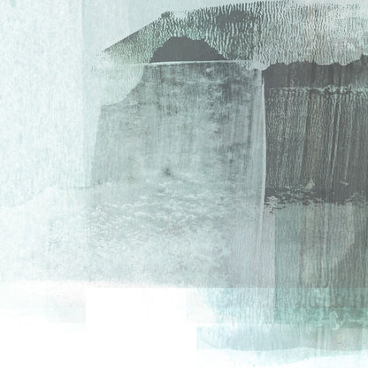 Aqua Blue and Grey Horizontal Minimalist Abstract Painting Print
