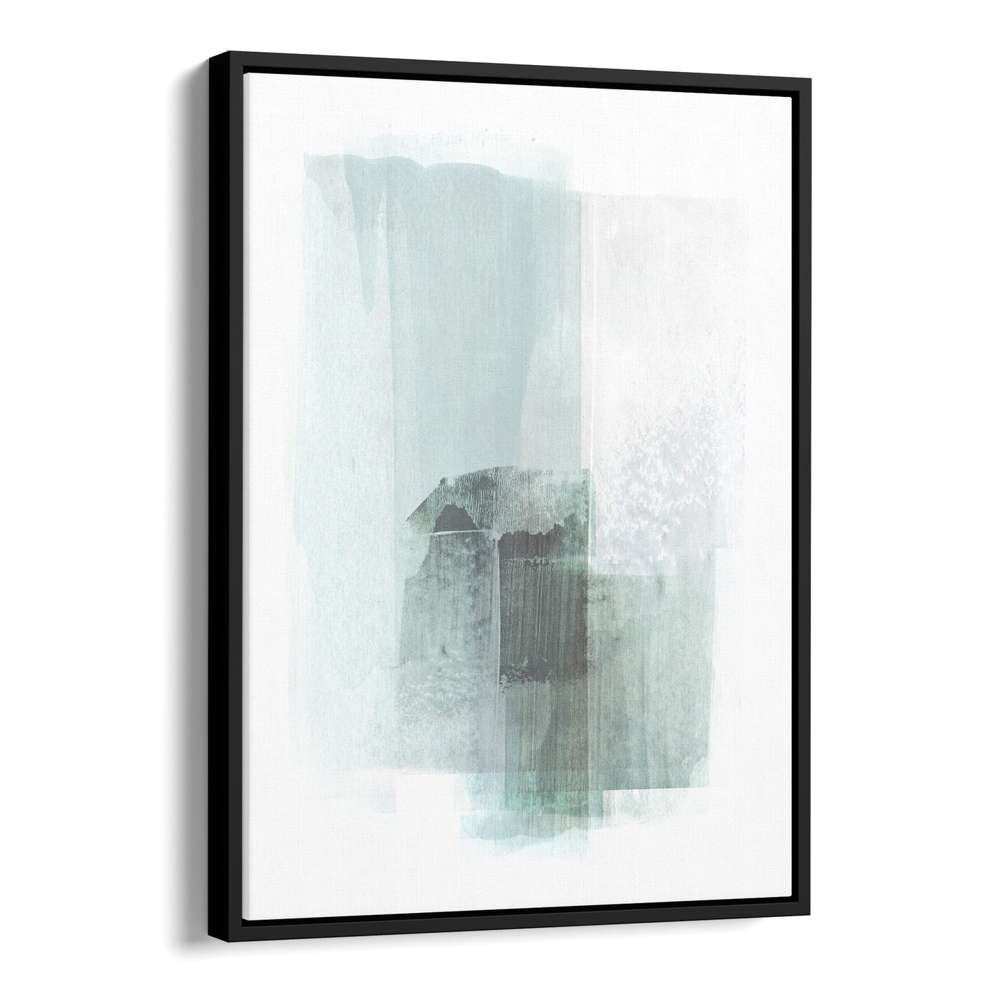 Aqua Blue and Grey Minimalist Abstract Painting Print