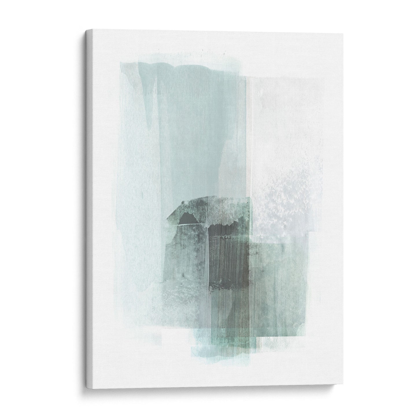 Aqua Blue and Grey Minimalist Abstract Painting Print