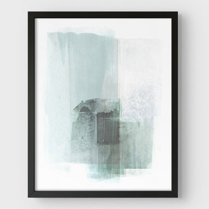 Aqua Blue and Grey Minimalist Abstract Painting Print