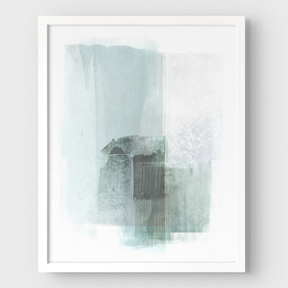 Aqua Blue and Grey Minimalist Abstract Painting Print
