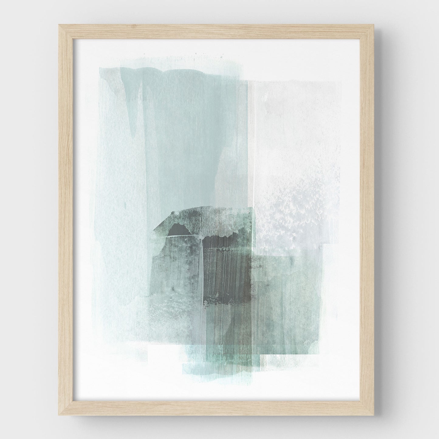 Aqua Blue and Grey Minimalist Abstract Painting Print