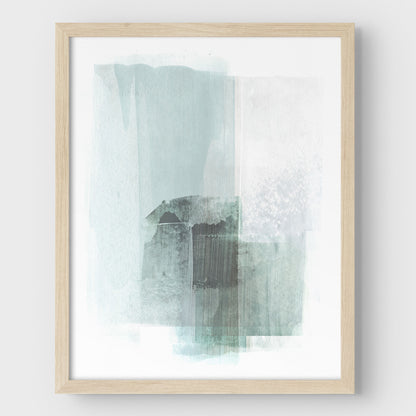Aqua Blue and Grey Minimalist Abstract Painting Print