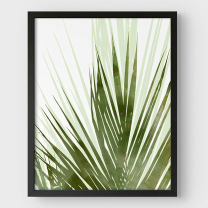 Olive Green Abstract Palm Leaf Botanical Silhouette Print