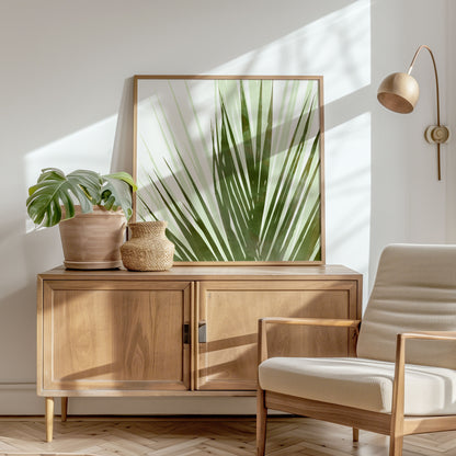 Olive Green Palm Leaf Print
