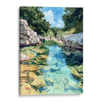 Texas Hill Country Creek Watercolor Print