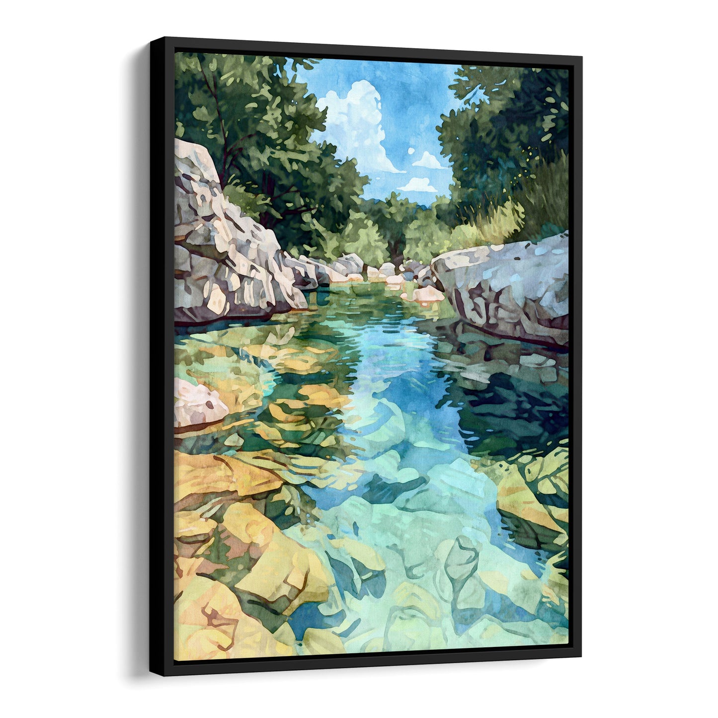 Texas Hill Country Creek Watercolor Print