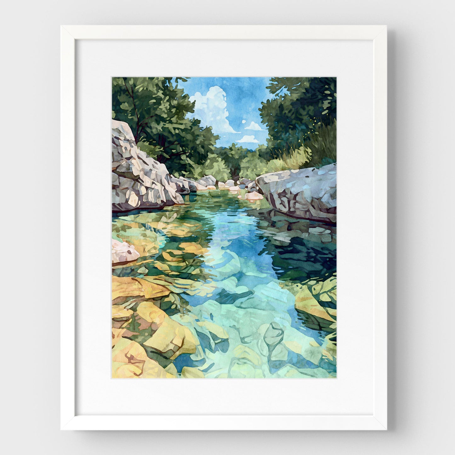 Texas Hill Country Creek Watercolor Print