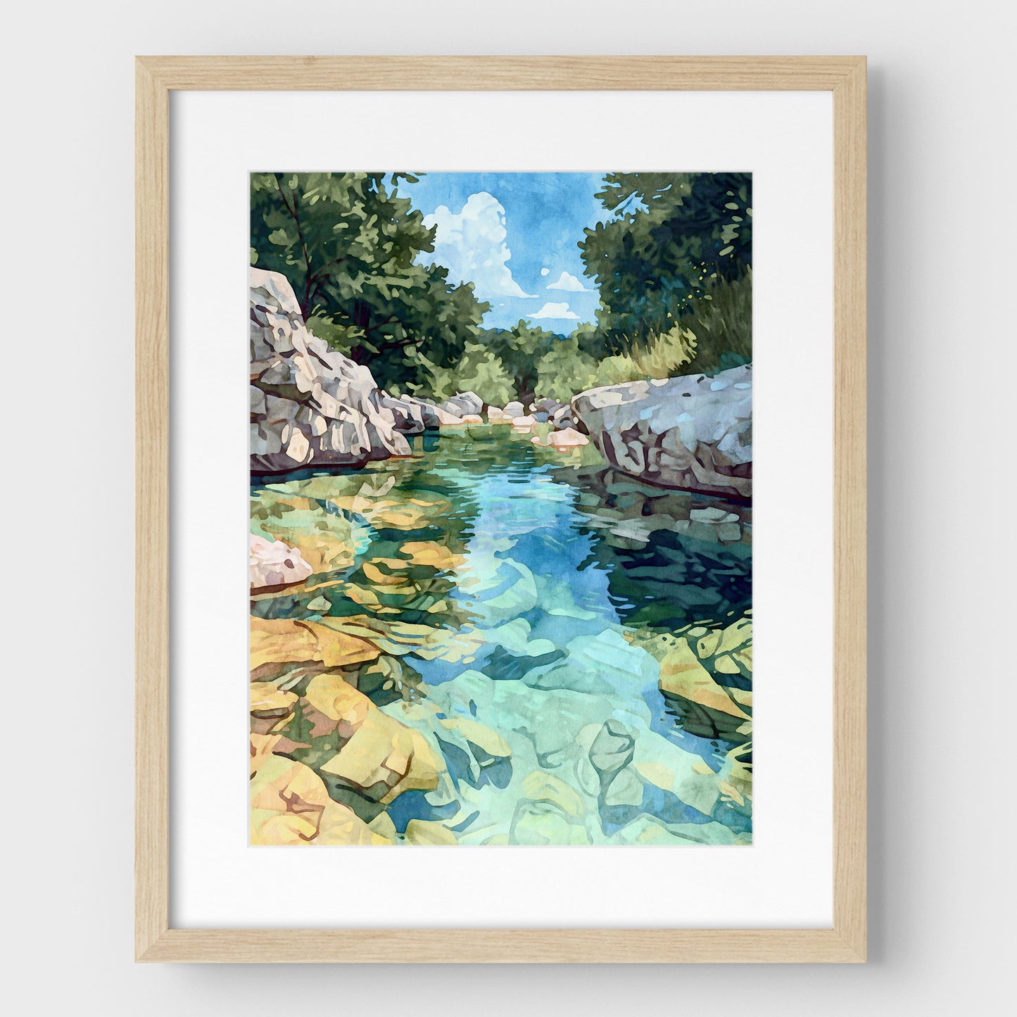 Texas Hill Country Creek Watercolor Print
