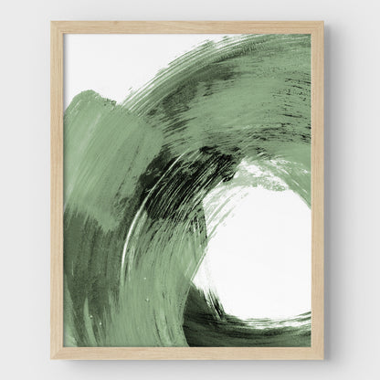 Green and Black Curved Brushstrokes Print