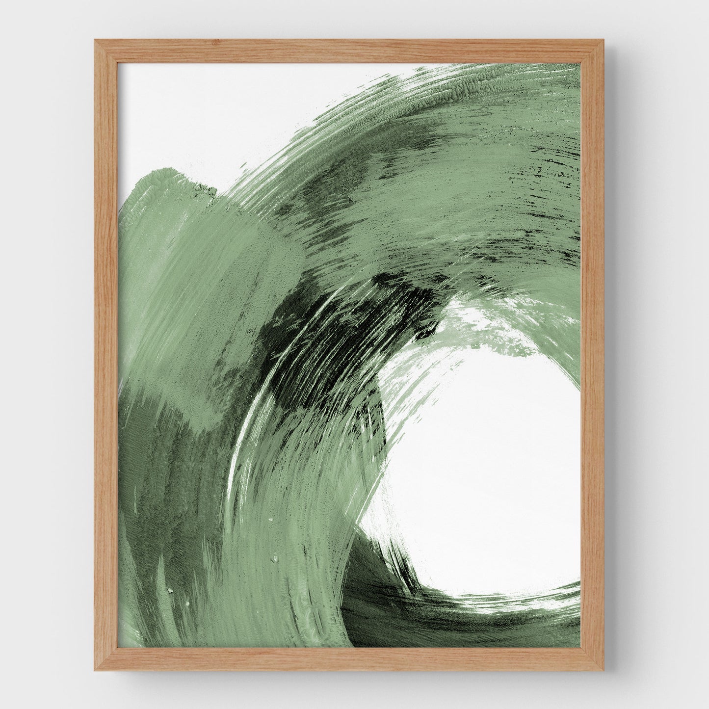 Green and Black Curved Brushstrokes Print