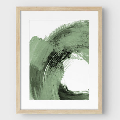 Green and Black Curved Brushstrokes Print