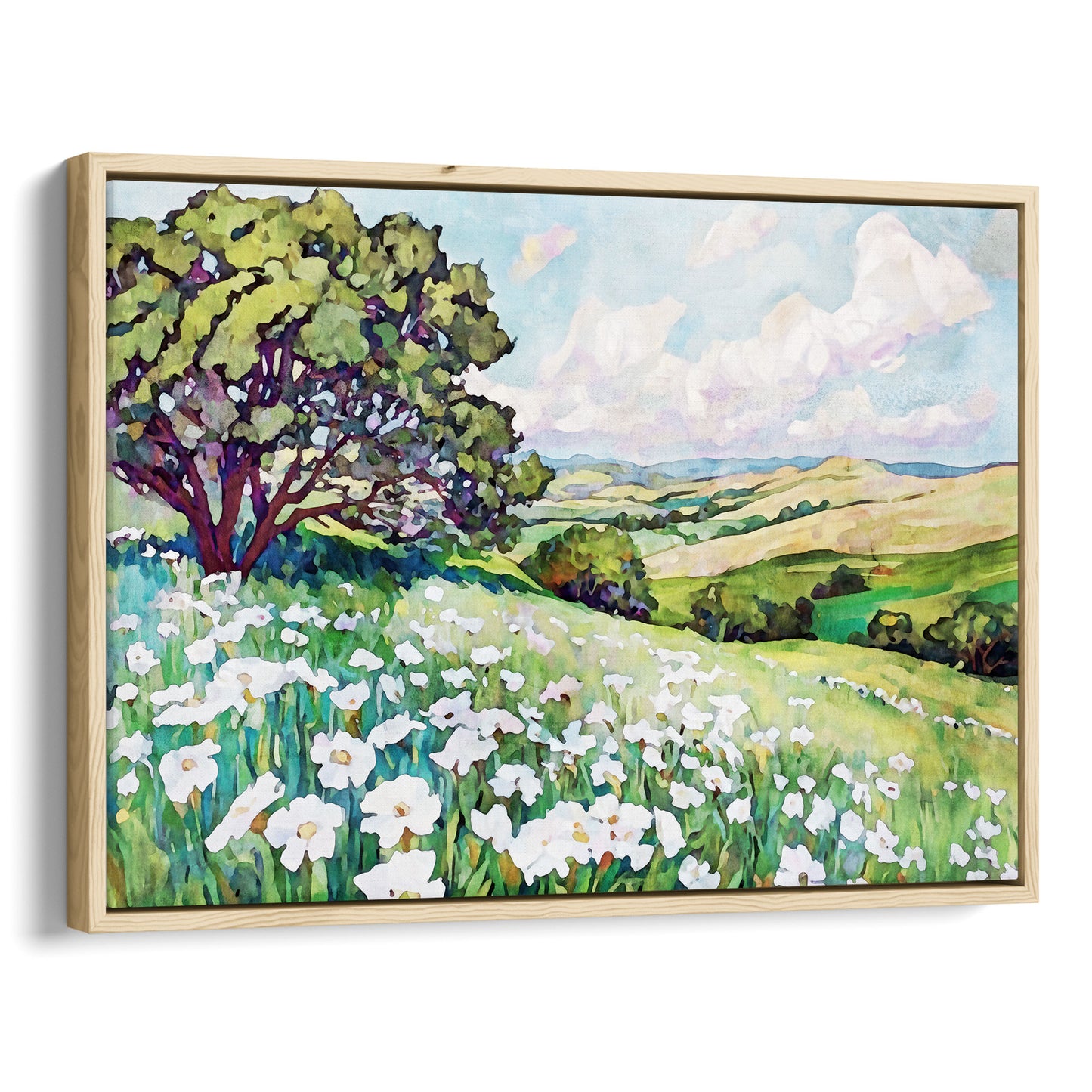 Texas Hill Country Wildflower Landscape Watercolor Print