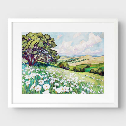 Texas Hill Country Wildflower Landscape Watercolor Print