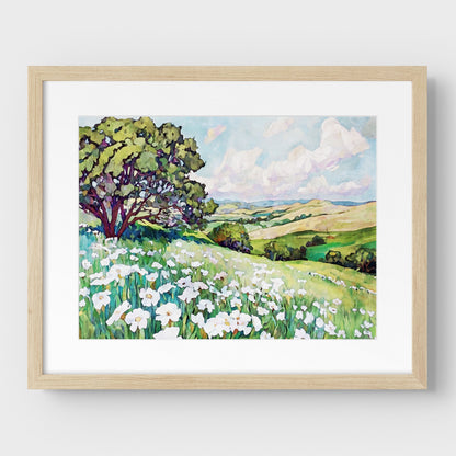 Texas Hill Country Wildflower Landscape Watercolor Print