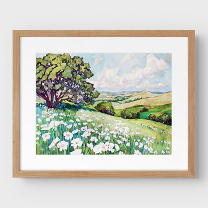 Texas Hill Country Wildflower Landscape Watercolor Print