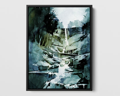 Blue Green Waterfall Print