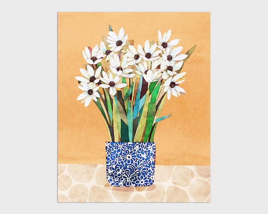 White Flowers Still Life Print