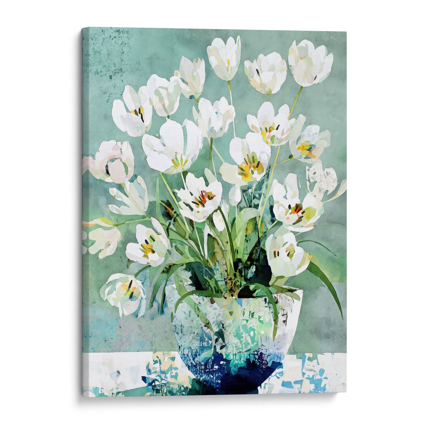 White Tulip Still Life Watercolor Art Print
