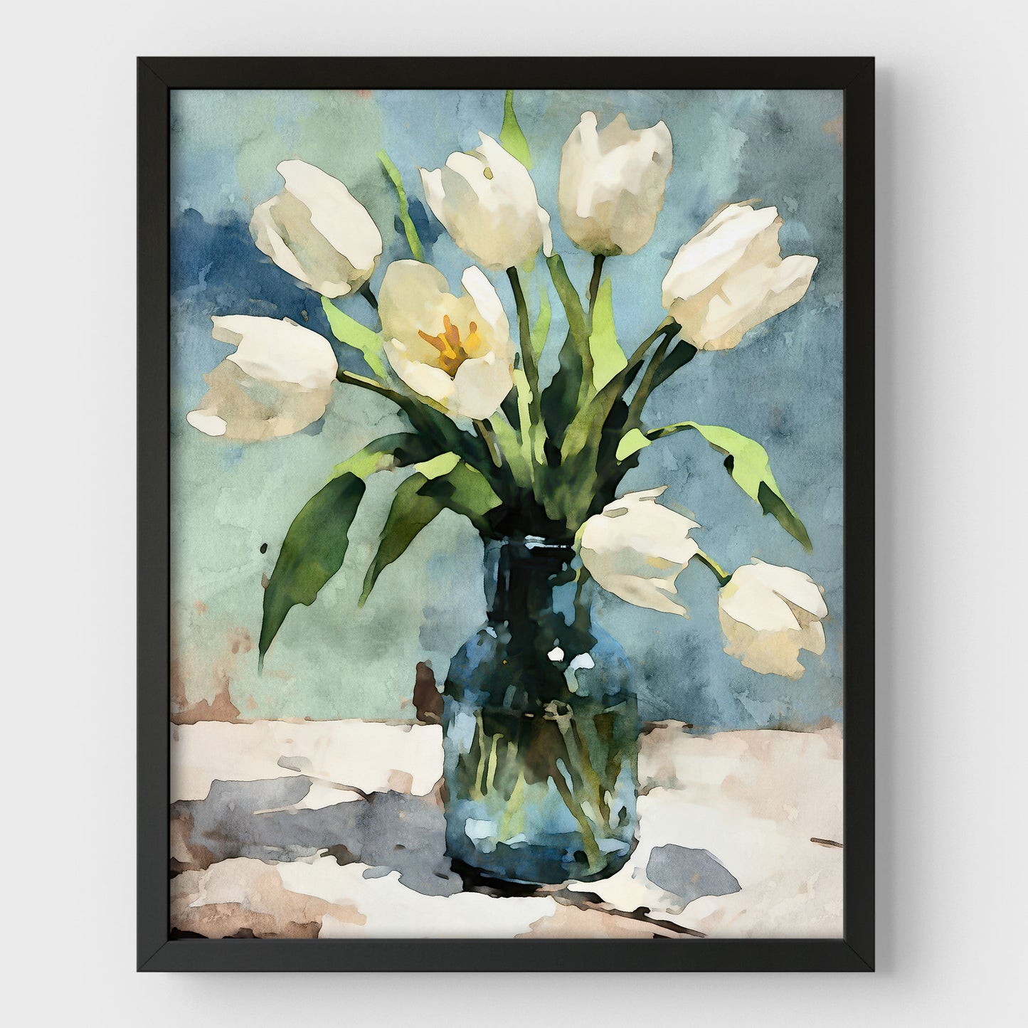 White Tulips Impressionist Still Life Print