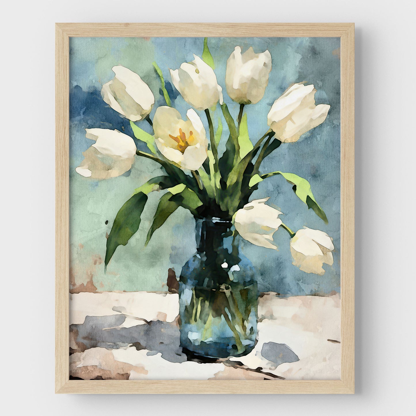 White Tulips Impressionist Still Life Print