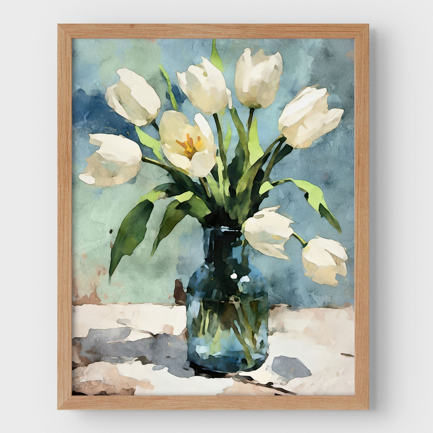 White Tulips Impressionist Still Life Print