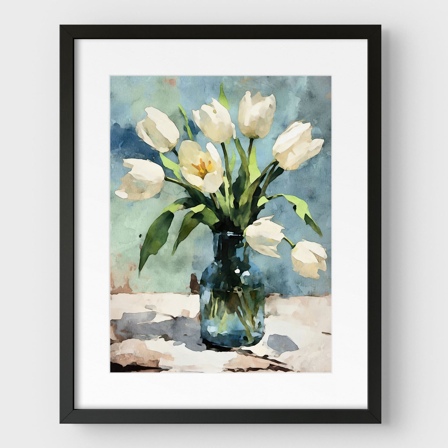 White Tulips Impressionist Still Life Print