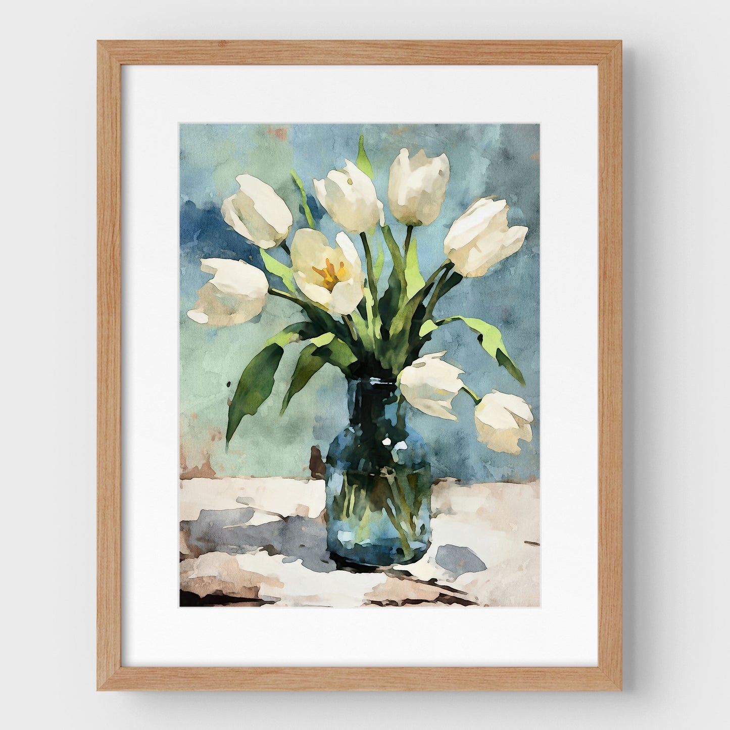 White Tulips Impressionist Still Life Print
