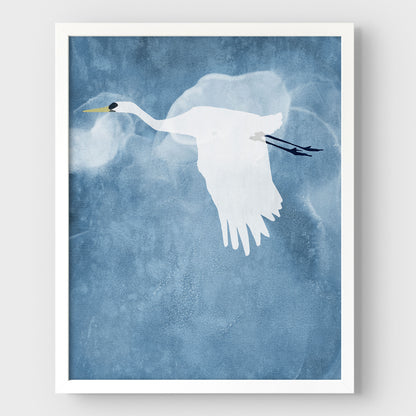 Egret in Flight - Wings Down Print