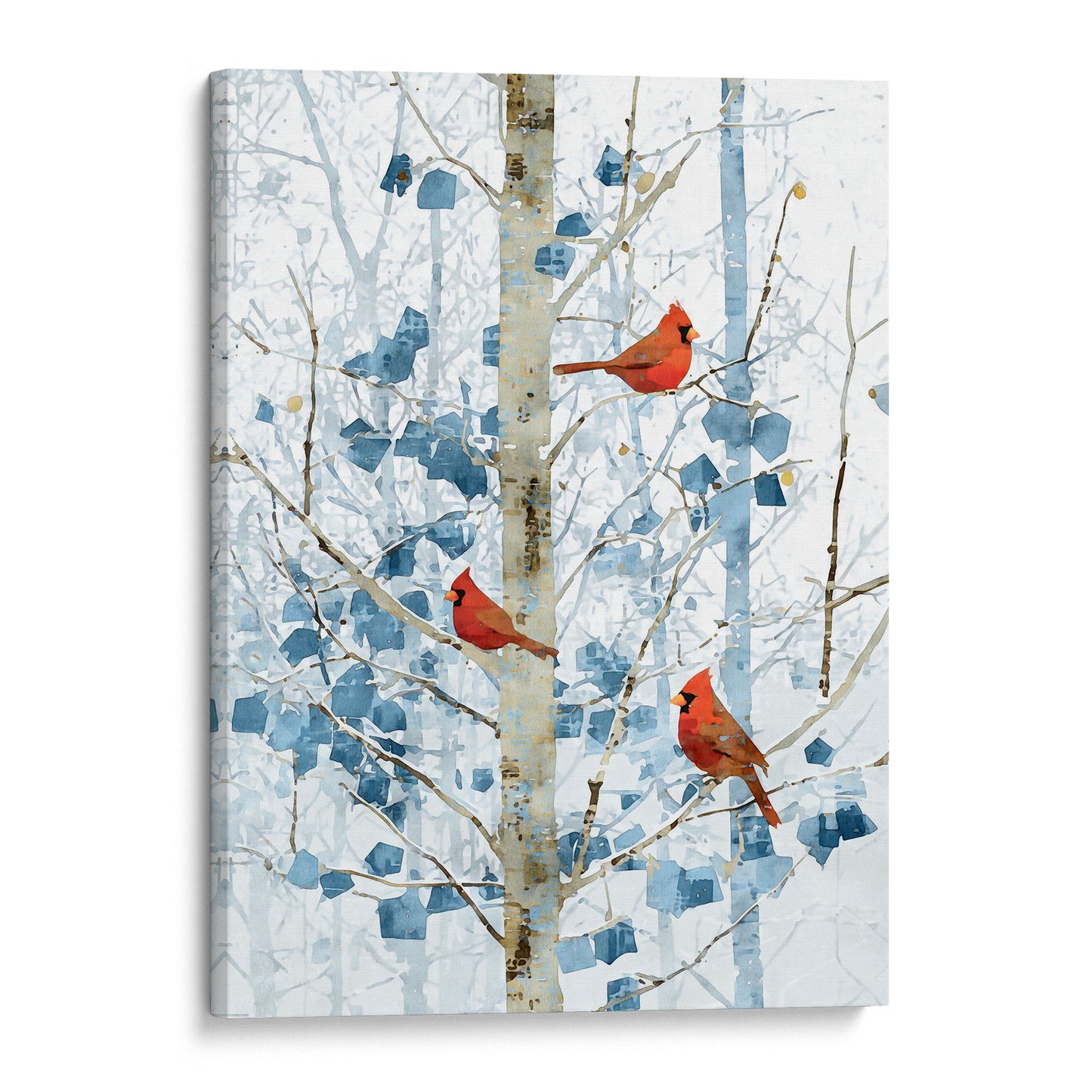 Winter Cardinals in Aspen Trees Art Print