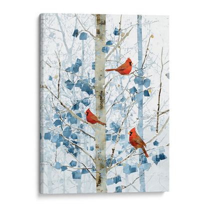 Winter Cardinals in Aspen Trees Art Print
