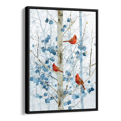Winter Cardinals in Aspen Trees Art Print
