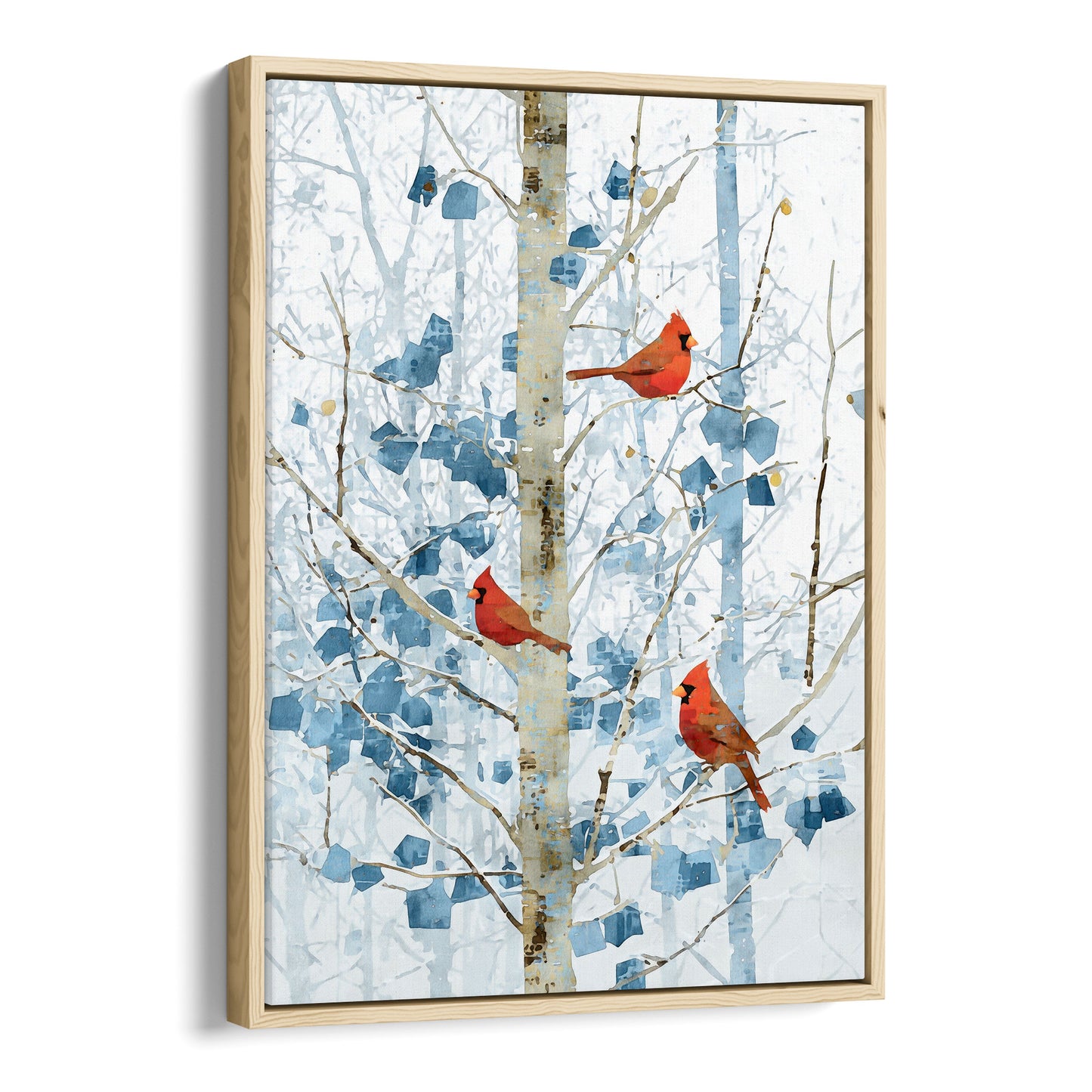 Winter Cardinals in Aspen Trees Art Print