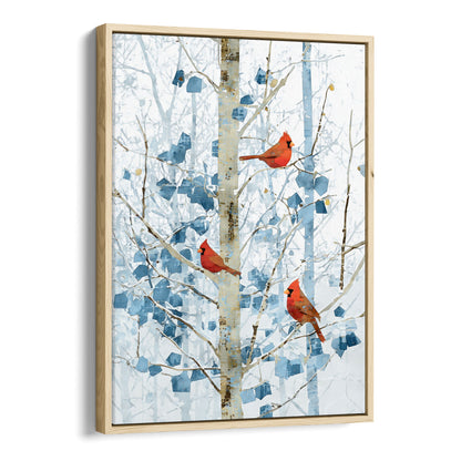 Winter Cardinals in Aspen Trees Art Print