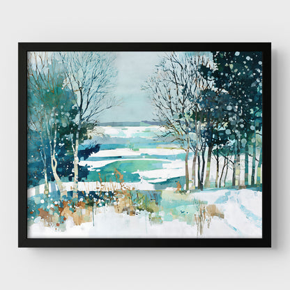 Winter Forest Edge Watercolor Art Print