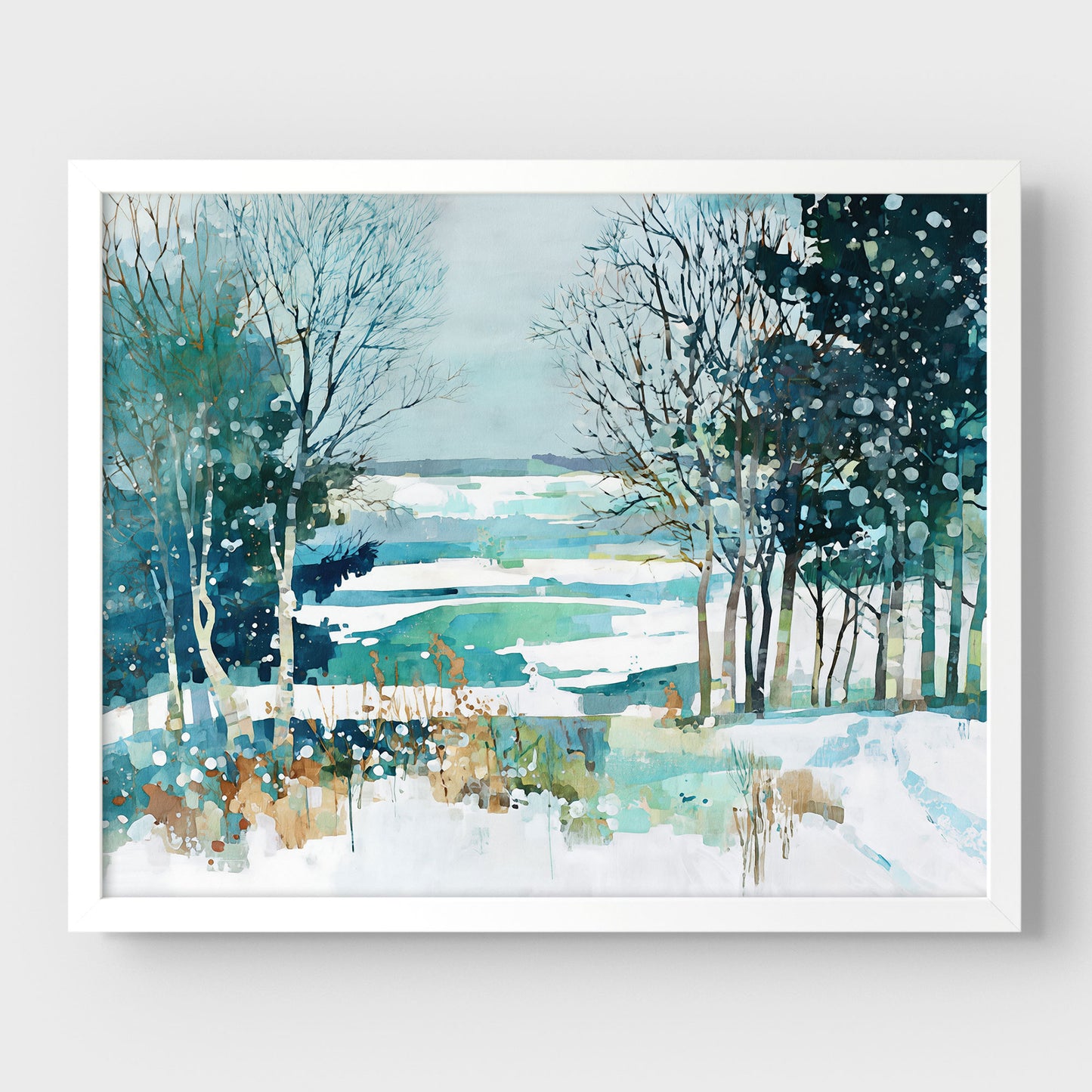 Winter Forest Edge Watercolor Art Print