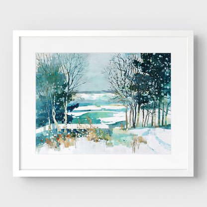 Winter Forest Edge Watercolor Art Print
