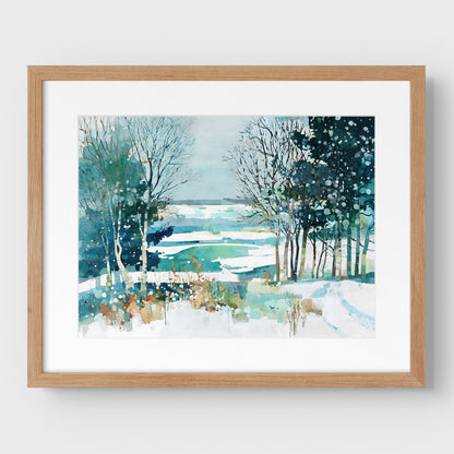 Winter Forest Edge Watercolor Art Print