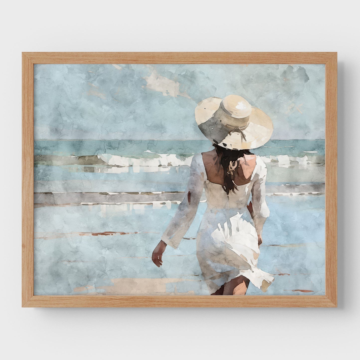 Woman in White at the Beach Print