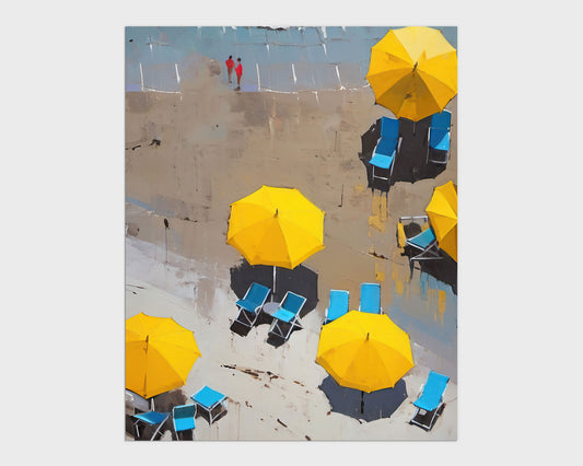 Yellow Beach Umbrellas Print