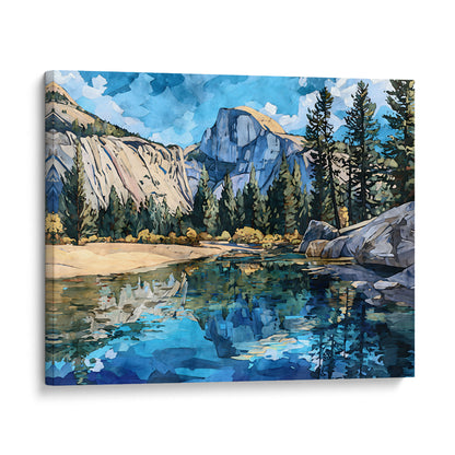 Yosemite Half Dome Watercolor Print