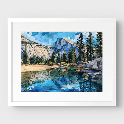Yosemite Half Dome Watercolor Print