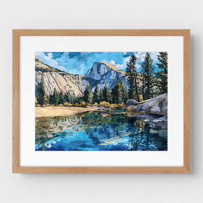 Yosemite Half Dome Watercolor Print