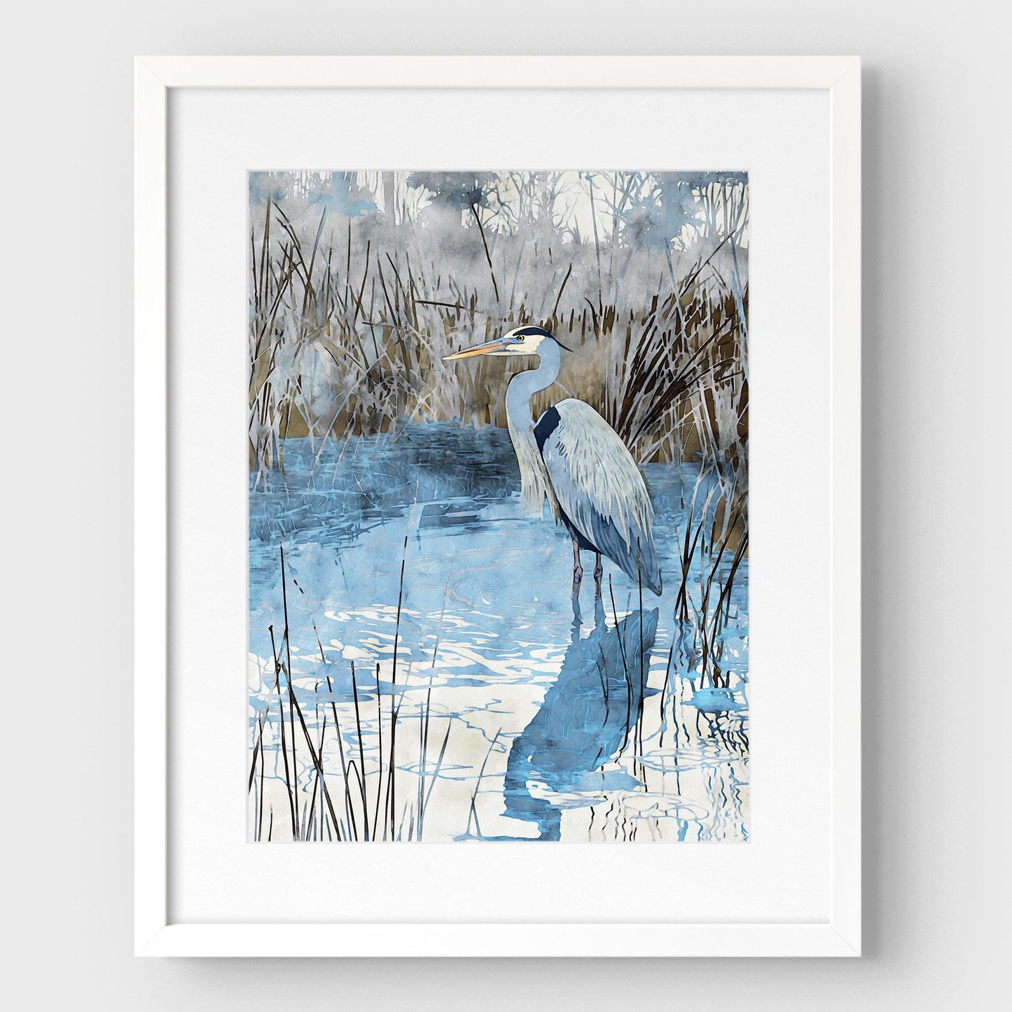 Great Blue Heron Watercolor Print